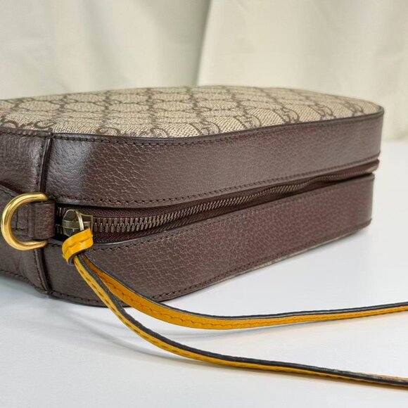 Gucci GG Logo Supreme Neonoe Vintage Shoulder Bag Crossbody with Green Red Strap - Picture 5 of 7